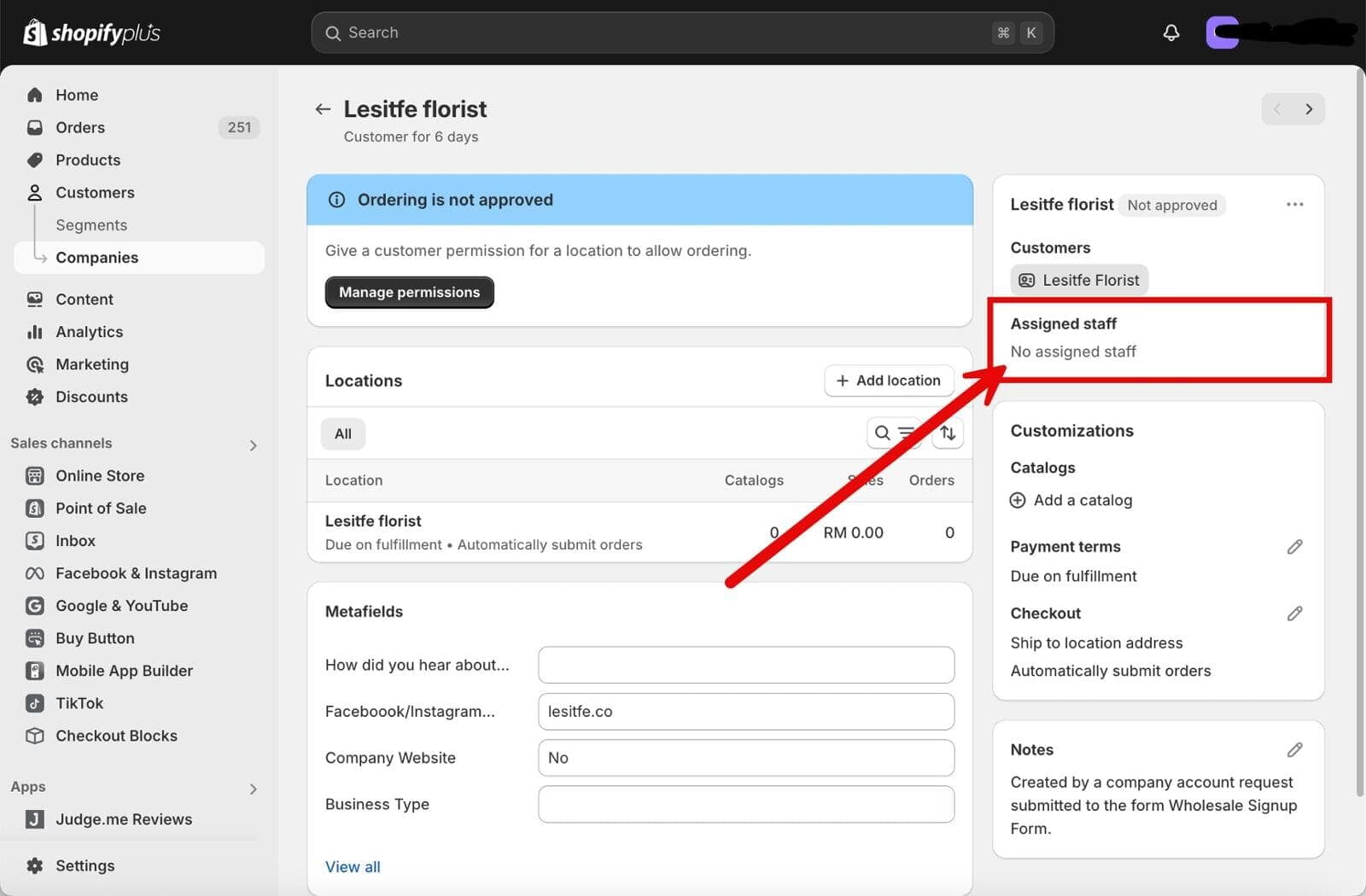 Staff Permissions for Sales Reps